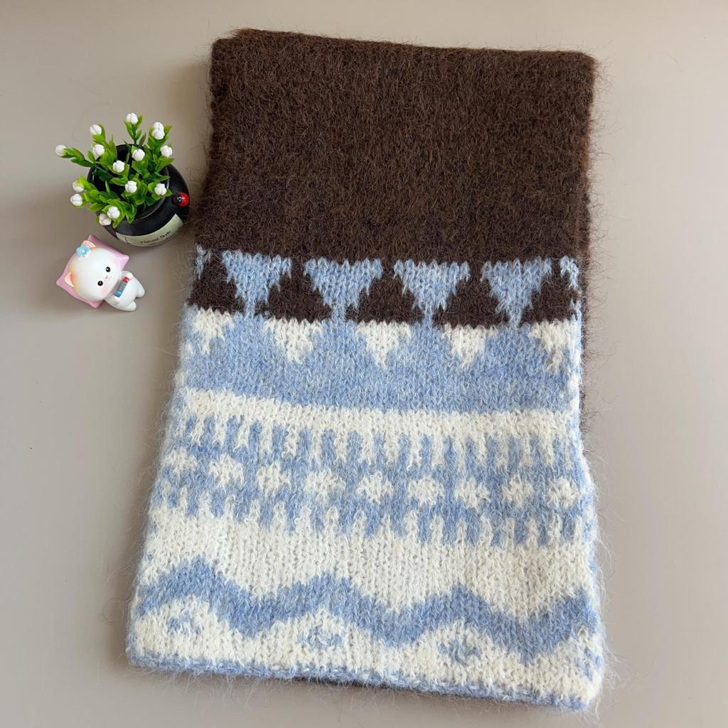 2025 Women's Cute Fair Isle Knit Scarf - Versatile Winter Warmth for Students & Couples