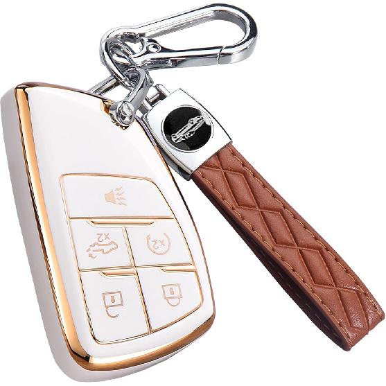 for Chevy GMC Key Fob Cover with Keychain, for Silverado 1500 GMC Sierra 1500 2500HD 3500HD Buick Envision, Soft TPU Key Shell Case Remote Smart Key