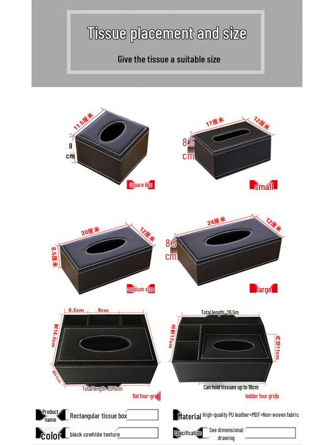 Multifunktionale Tissue-Box aus Premium-Leder