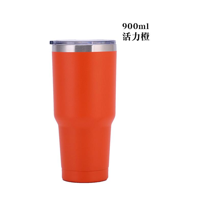 30oz 900ml Double Wall 304 Stainless Steel Car Tumbler, Vacuum Insulated Large Capacity Travel Beer Cup with Splash Lid