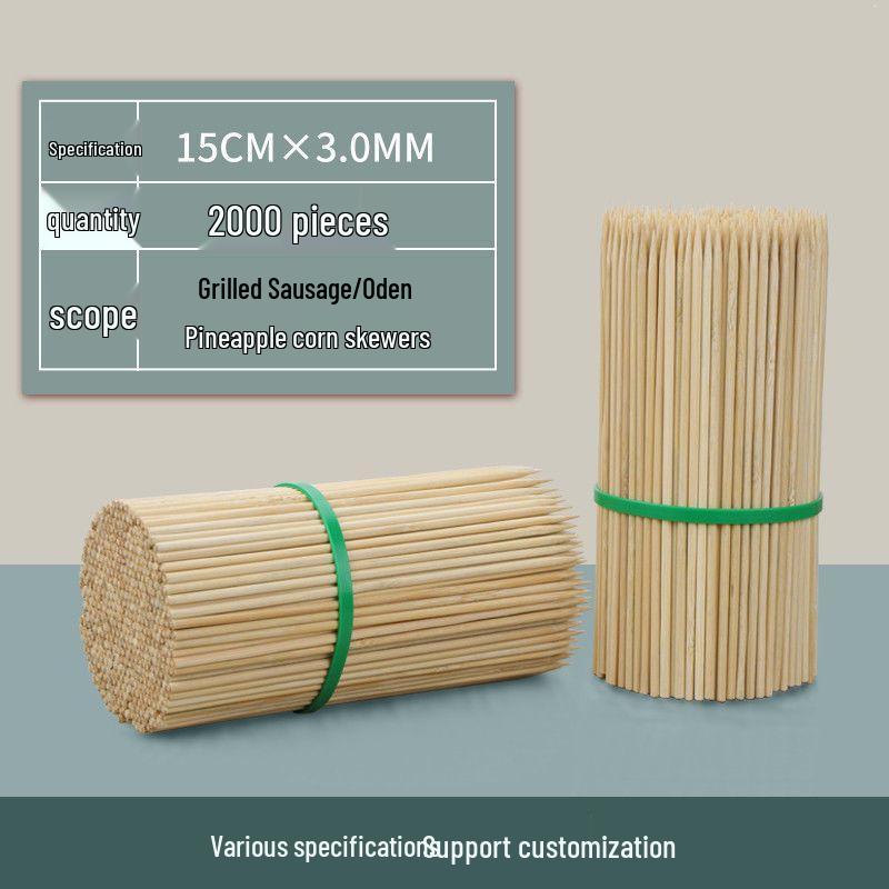 Disposable Bamboo BBQ Skewers for Sausages, Lamb, Bóbó Jī, Fried Skewers, and Tanghulu