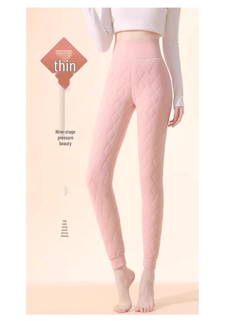 Women's Thick Wool Base Layer Pants: 100% Lambswool, Velvet Lined, Suitable As Outerwear, Warm for Autumn and Winter