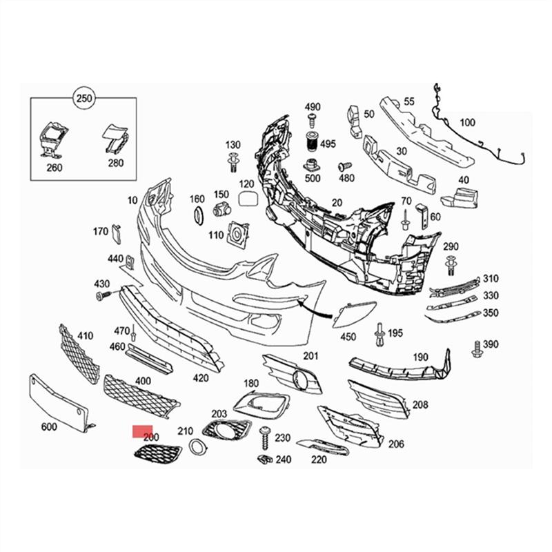 For R Class 2005-2010 2518851723 2518851823 1Pair Front Fog Lamp Frame Caps Car Foglight Vent Grils Covers Grill