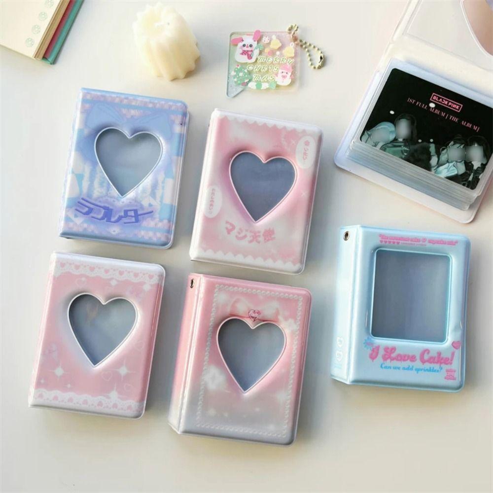 40 Cards INS Photo Album 20 Inner Pages Love Hollow 3 Inch Postcard Binder Hanging Hole Waterproof Card Collection Book