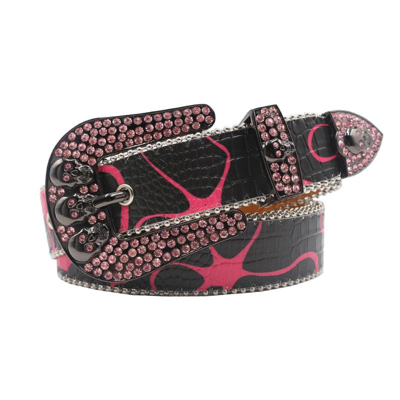Rhinestone Printed Belt, Independent Design of European and American Style BB Belt, Trendy Nightclub Style