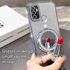 Women Girl's Diamond Make Up Mirror Phone Case For OPPO A32 A35 A38 A53 2020 A54 A57 A60 A74 Holder Plating Soft Silicone Cover