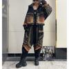 Set Vestă cu Glugă din Denim pentru Femei și Pantaloni Harem Stil Stradal Patchwork Imprimat Uzat