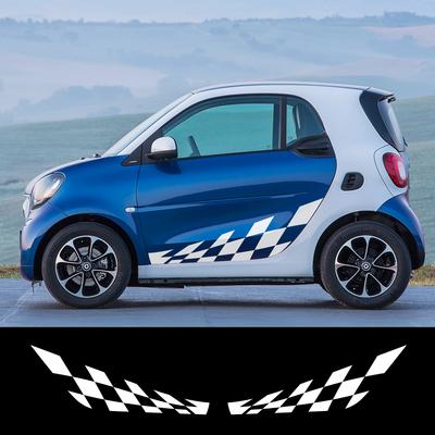 2 szt. Krata boczna drzwi samochodu naklejki foliowe winylowe dla Mercedes Benz Smart Fortwo W453 W451 wyścigi zawieszenie naklejka dekoracyjna