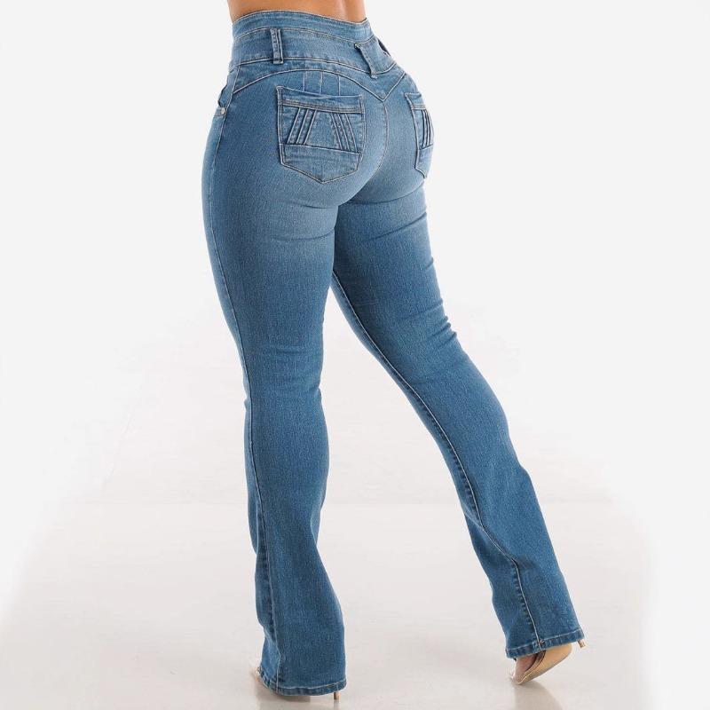 Spring new hip-lifting elastic jeans women's sexy thin high-waisted micro-pull pants