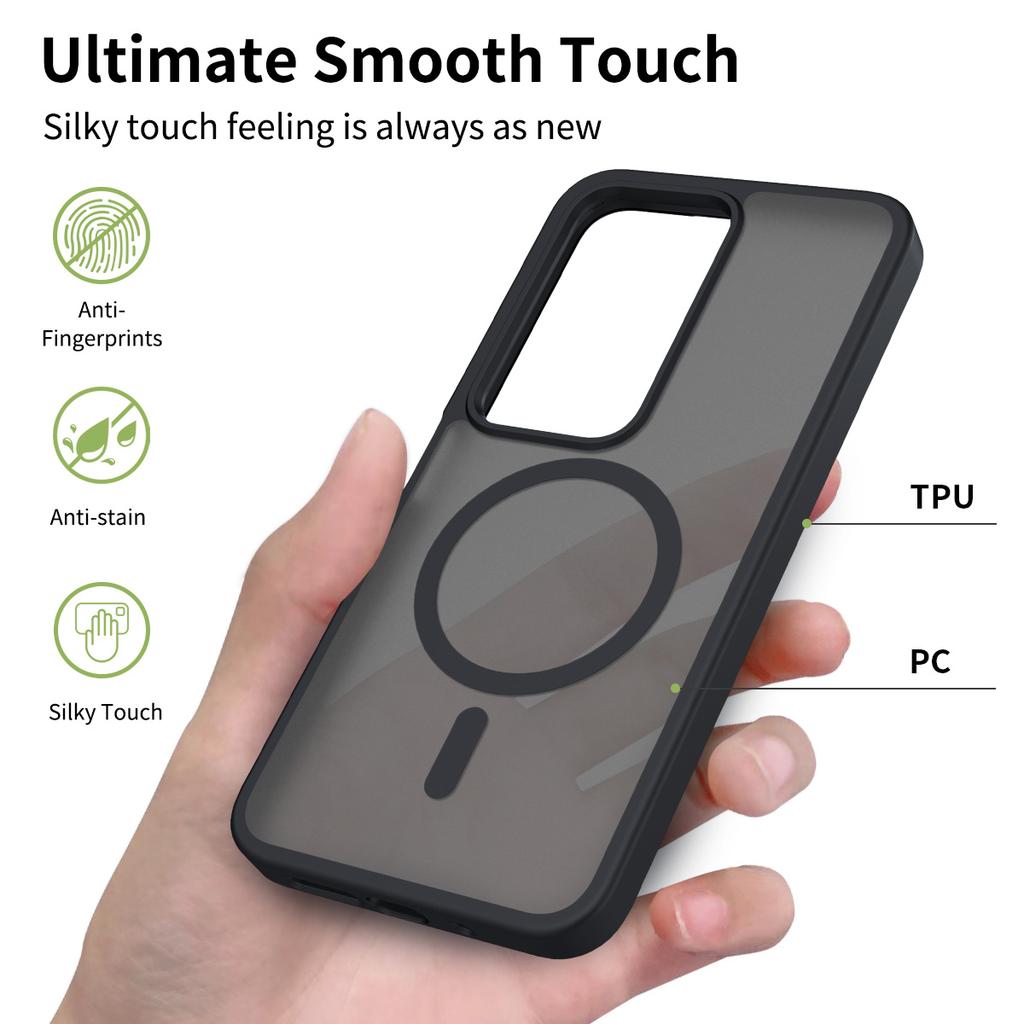 Etui magnetyczne na telefon o uczuciu skóry dla Xiaomi Redmi 15 4G 171,1 mm 5G 169,5 mm Magsafe Bezprzewodowe ładowanie Rama TPU Plastikowa tylna osłona