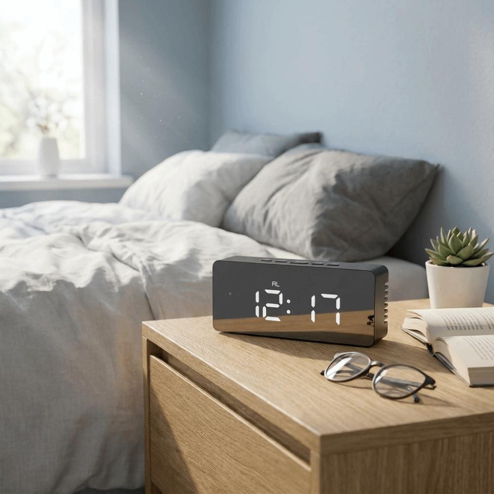 Smart Digital Alarm Clock Night Light Mirror Clock Fashion LED Electronic Clock Kids