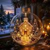2pc Acrylic Material Christmas Ball Ornament Transparent Design with Light Santa Claus Pendant Hanging Christmas Decor