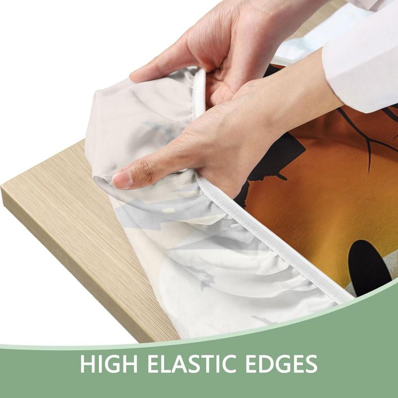 Waterproof Camping Tablecloth Set With Elastic Edge Drawstring Floral Print Rectangle Table Cover Outdoor Picnic BBQ