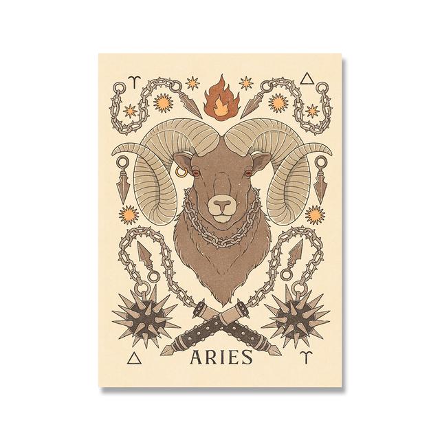 Bohemian Zodiac Konsttryck Canvas inspirerad Astrologi Skorpion Jungfru Vattumannen Väduren Lejon Poster Bilder Sängrum Retro Väggdekor Ingen ram