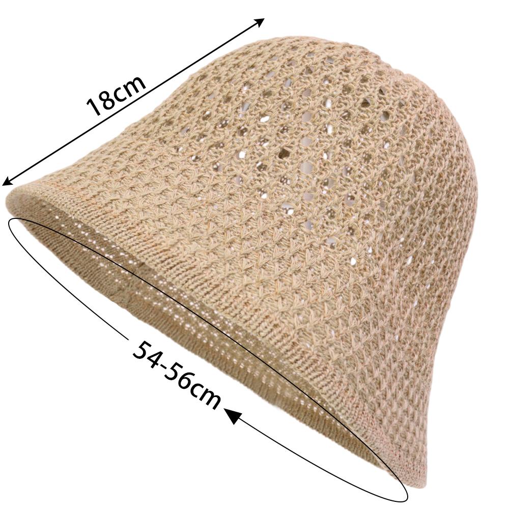 Fashion Knitted Wide Brim Bucket Hat for Women Hollow Out Breathable Crochet Sun Hat Outdoor Casual Versatile Wear Panama Hat хаки