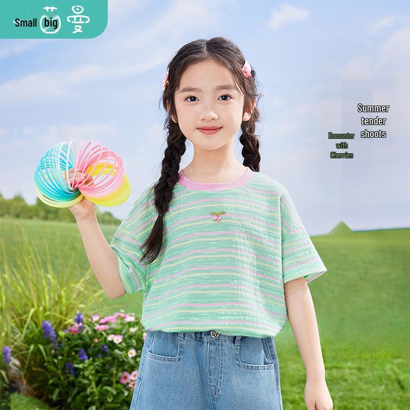 

Xiaoyinman Girls Striped Short Sleeve T-Shirt 170