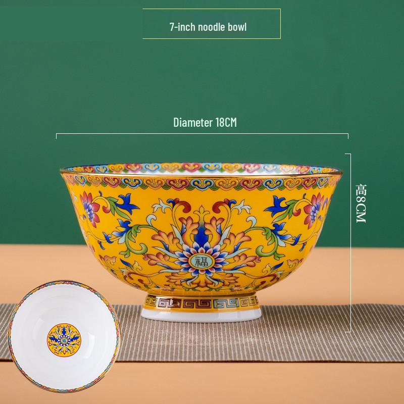 Ceramic Chinese Style Rice and Noodle Bowl Set with Enamel Color
