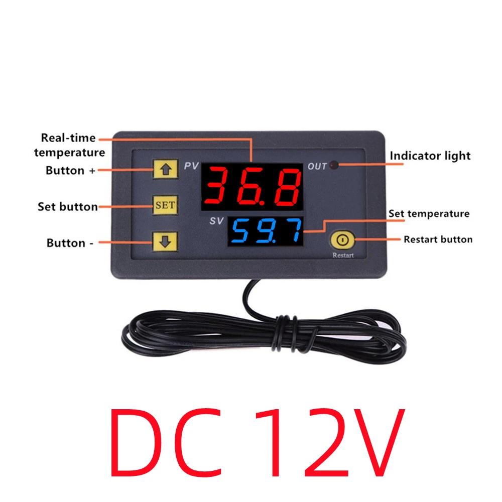 Mini W3230 DC 12V 24V AC110-220V Probe Line Digital Temperature Control LED Thermostat Regulator Heat/Cooling Control Instrument