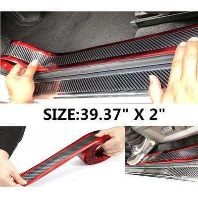 Car Sticker Carbon Fiber Rubber Door Sill Bumper Strip Protectors Accessories