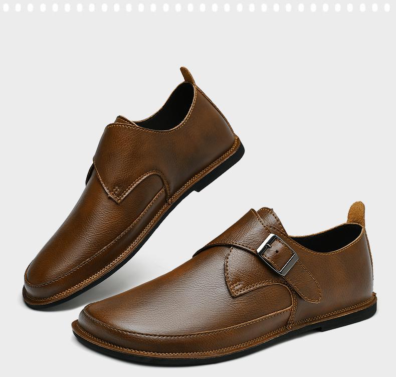 Fashion Genuine Leather Men's Slip on Footwear Cowhide Casual Shoes Handmade Business Loafers Comfy British Style Walking Shoes