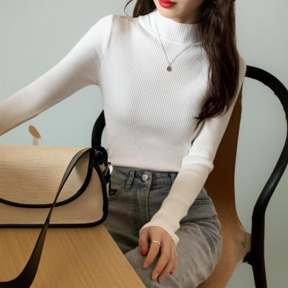 New ArrivalS Open Run Women S Mock Neck Long Sleeve T ShirT Ribbed