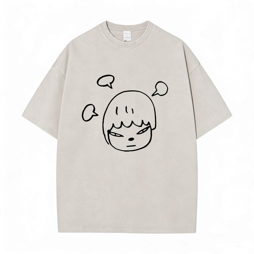 Hot Sale Yoshitomo Nara Vintage Washed Tshirt Men Women Casual Funny T Shirt Male Cotton Oversized Short Sleeve Tops Streetwear