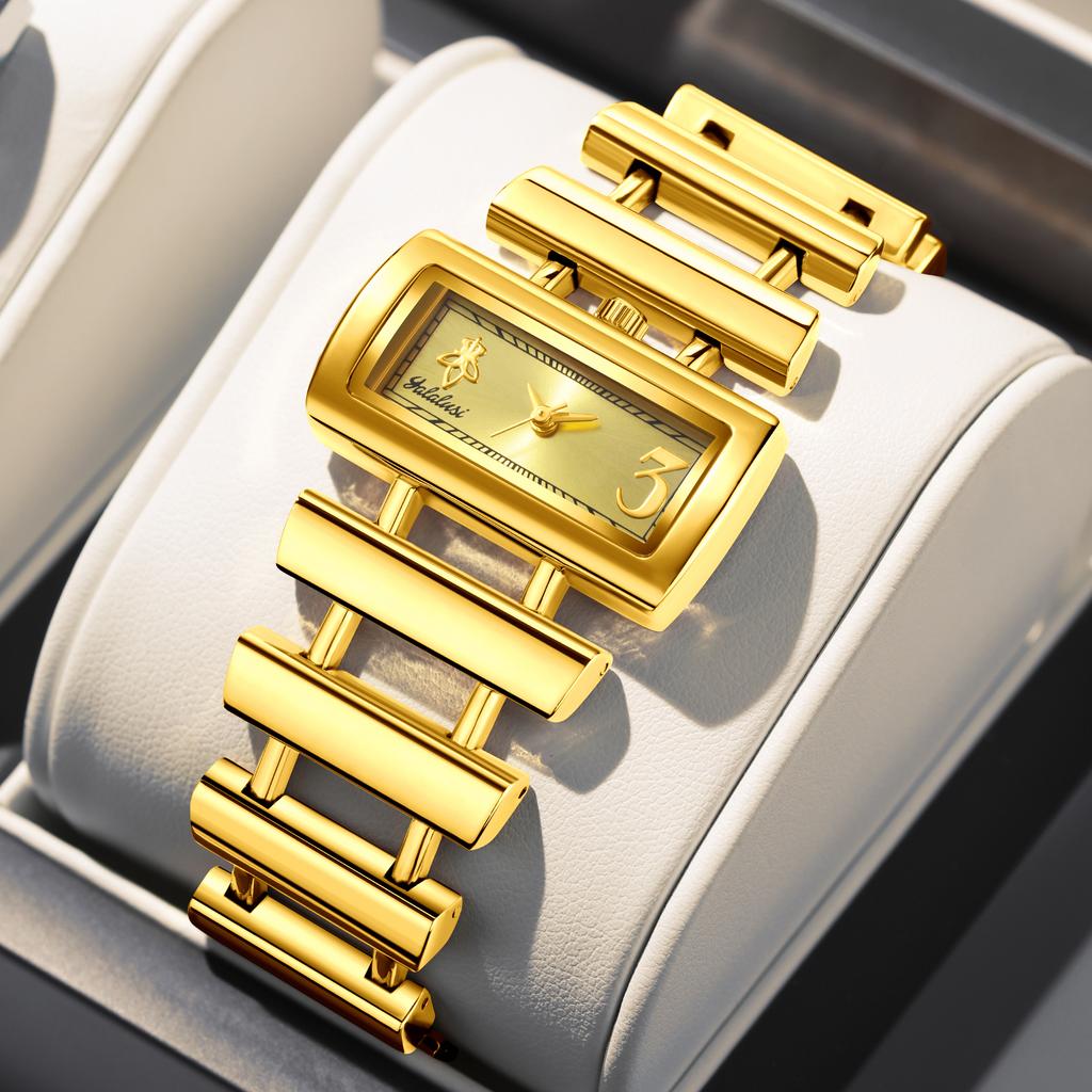 YaLaLuSi Brand Women's Watch: Fashionable Square Dial Quartz Water-Resistant Bracelet Style Gift Reloj Mujer Watch for Lady