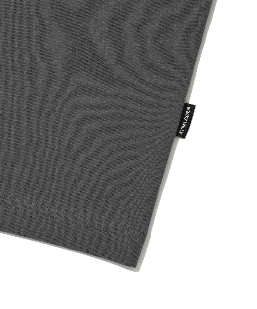 WACKY WILLY Typo Ringer Short Sleeve T-Shirt Charcoal