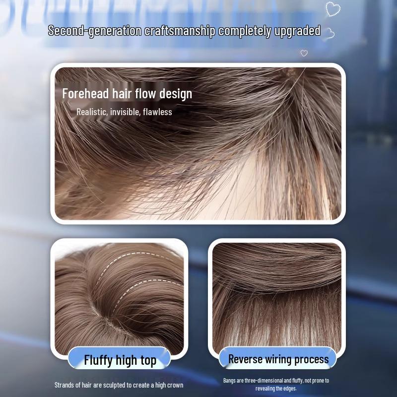 Natural-Look Long Curly Full Wig with Large Waves - Invisible Seamless Cap for Fluffy, Voluminous Coverage