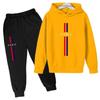 Jungen und Mädchen Herbst Freizeit Buchstabe Paris Aufdruck Hoodie+Hosen Anzug Mode Einfach Sport 2-teiliges Set Sport Trainingsanzug