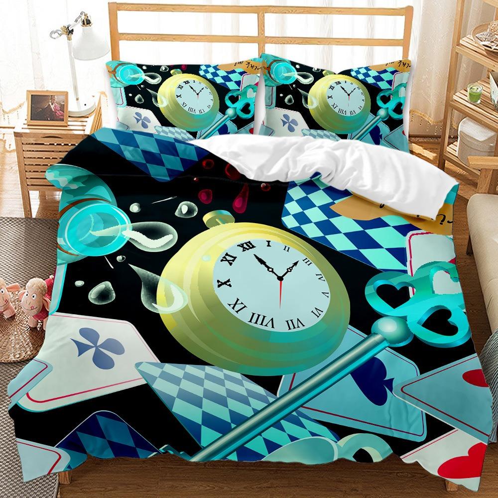 3D Printed Poker Card Bedding Set Microfiber Soft Quilt Cover Pillowcases 2/3pcs King Queen Bed Men's Gift