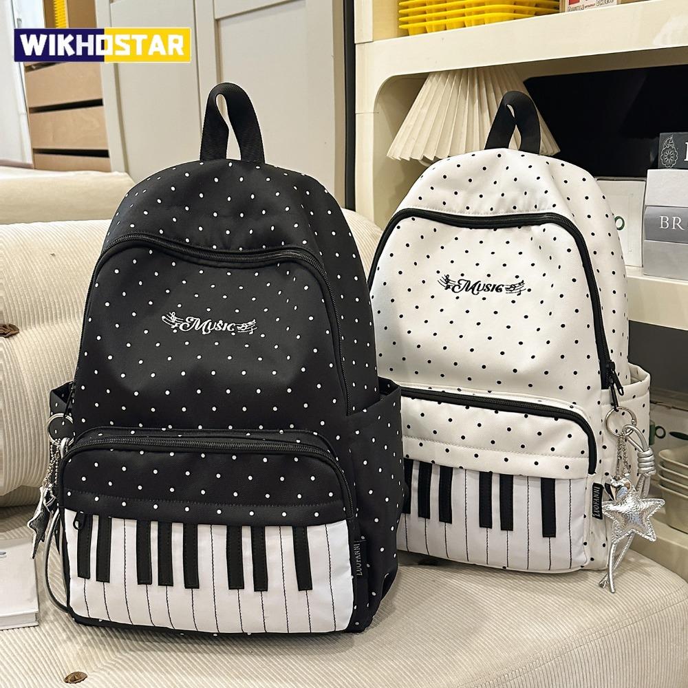 Zaini Personalizzati Piano Donna Stampa Pois Mochila Borsa Grande Capacità alla Moda Semplice Borse Zaino per Donna