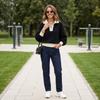 Women's Color Block Half-Zip Turtleneck Knit Sweater Top for Casual Wear
