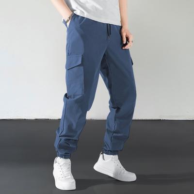 Herren Cargo Hose Kordelzug Elastischer Bund Farbe Muti Locker Taschen Knöchelbündchen Einfarbig Sporthose Alltagskleidung Freizeithose