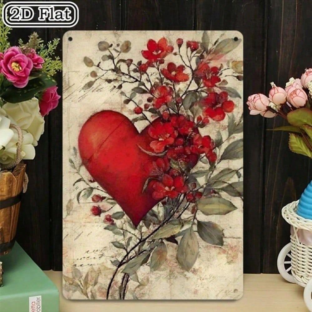 Vintage Metal Poster Heart Love, Wall Art Home Decor