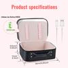 Estuche Cosmético Iluminado con LED Espejo Bolsa de Almacenamiento de Maquillaje Portátil Viaje Impermeable Cuero PU Luminancia Ajustable Gran Capacidad