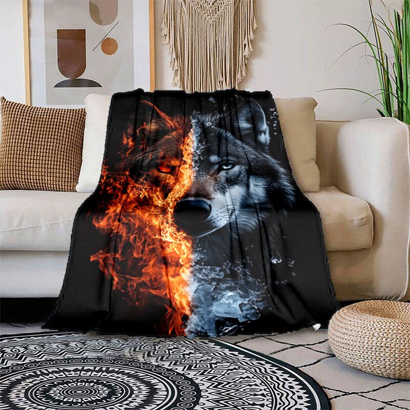 1PC Wolf Elements printed blanket, all season lightweight home office outdoor nap multifunctional blanket A9