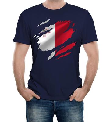 Torn Malta Flag Men's T-Shirt Valletta Country National Football World Cup