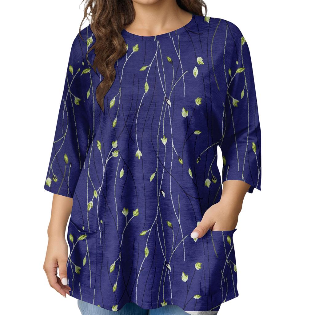 Dámska módna blúzka s potlačou a krátkym rukávom vo veľkosti Plus Size pre elegantné dochádzanie do práce a bežné nosenie
