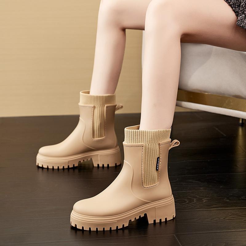 Damskie buty przeciwdeszczowe: Miękkie Kalosze, Styl, Odporne na Ścieranie Gumowe Buty, Niskie, Na Grubej Podeszwie, Stylowe Do Noszenia na Zewnątrz, Krótkie