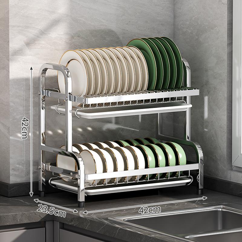 Dish Drying Rack Compact Kitchen Dish Rack Drainboard Set Large Rust-Proof Dish Drainer  Holder