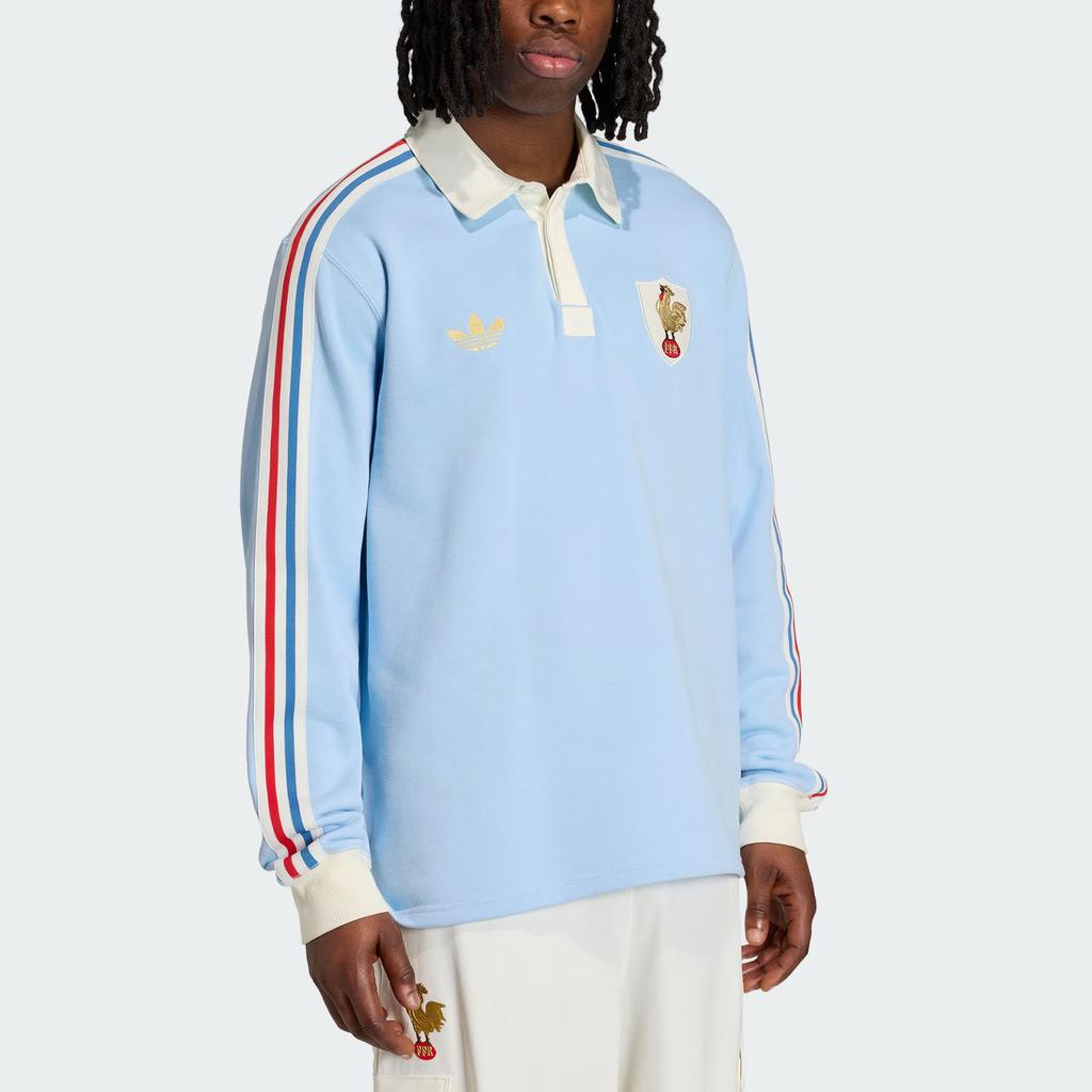 Adidas Originals France Rugby 120 Years Crunch Heritage Skin-Friendly Elegant Foldable Long Sleeve Rugby Shirt Men Tops KE0083
