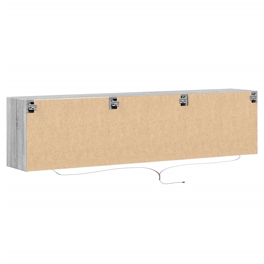 Wall Mounted TV Cabinet with LED Lighting Grey Sonoma 180 x 31 x 45 cm