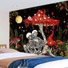 Romantic Skeleton Couple & Magic Forest Tapestry - Vibrant Mushroom, Butterfly & Starry Night Design