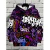 European And American Men's Autumn Gothic Letter Graffiti Print Soft and Comfortable Hooded Sweatshirt Outdoor Street Top