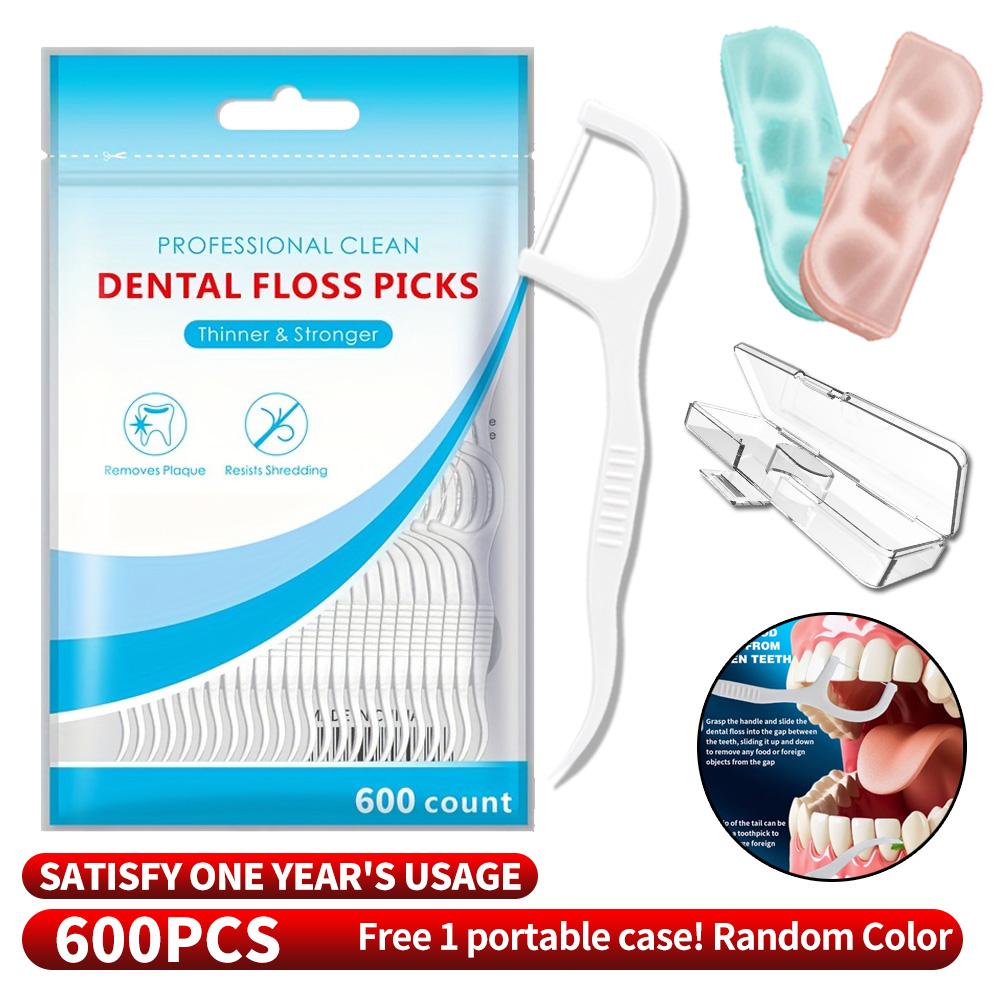 600PCS dental floss stick, equipped with dental floss box, multiple styles to choose from, cleaning tool for interdental spaces