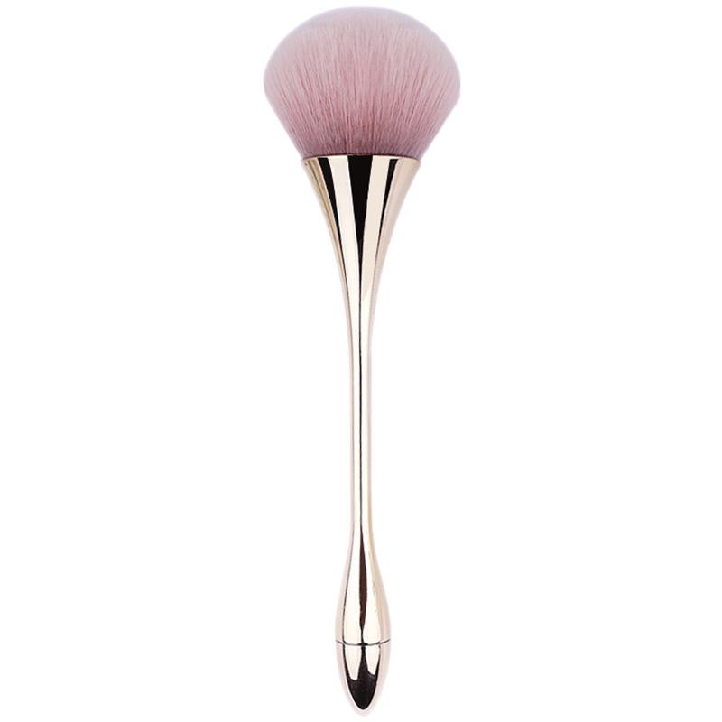 Long-Handle Electroplated Makeup Brush with Soft Bristles - Ideal for Powder and Nail Art Applications