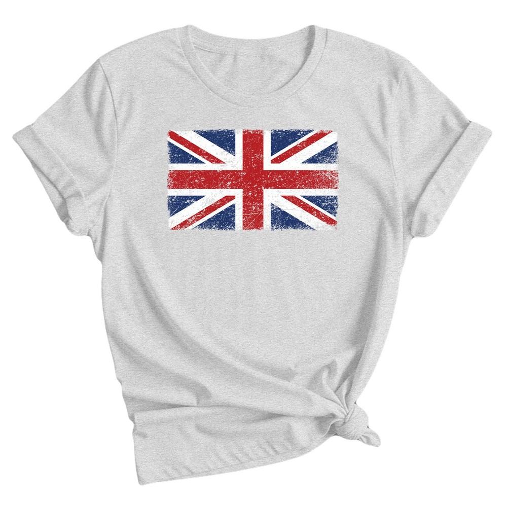 Union Jack Distressed Flag Ladies T-Shirt Top UK GB Great Britain Football Tee