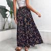 Women's Ditsy Floral Elastic High Waist Flowy a Line Maxi Skirt Casual Summer Beach Long Sundress Bottom