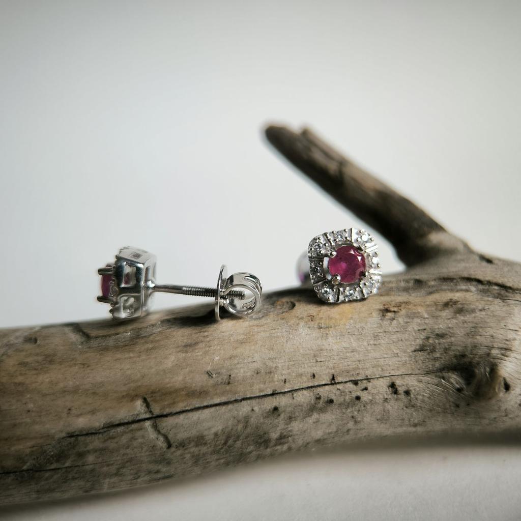 Серебряные серьги с натуральным рубином 1.045ct (2187868)